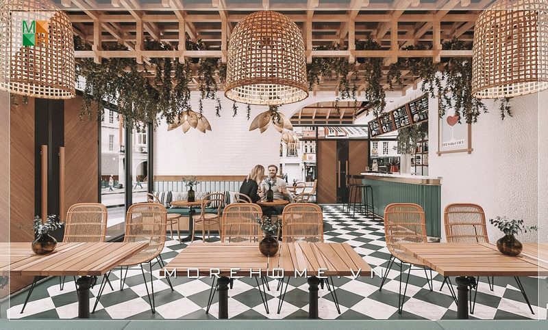 Phong cách thiết kế quán cafe sử dụng nội thất bằng gỗ mang lại cảm giác mộc mạc nhưng vẫn trẻ trung, hiện đại