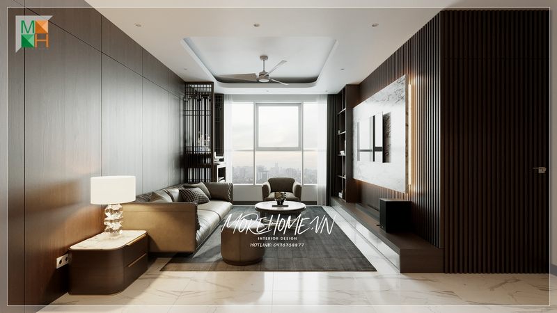 Tab gỗ tự nhiên kết hợp với mặt đá trắng hiện đại được đặt cùng đèn tô điểm để làm nên sự trang trí cho không gian và thêm vào những tiện nghi.